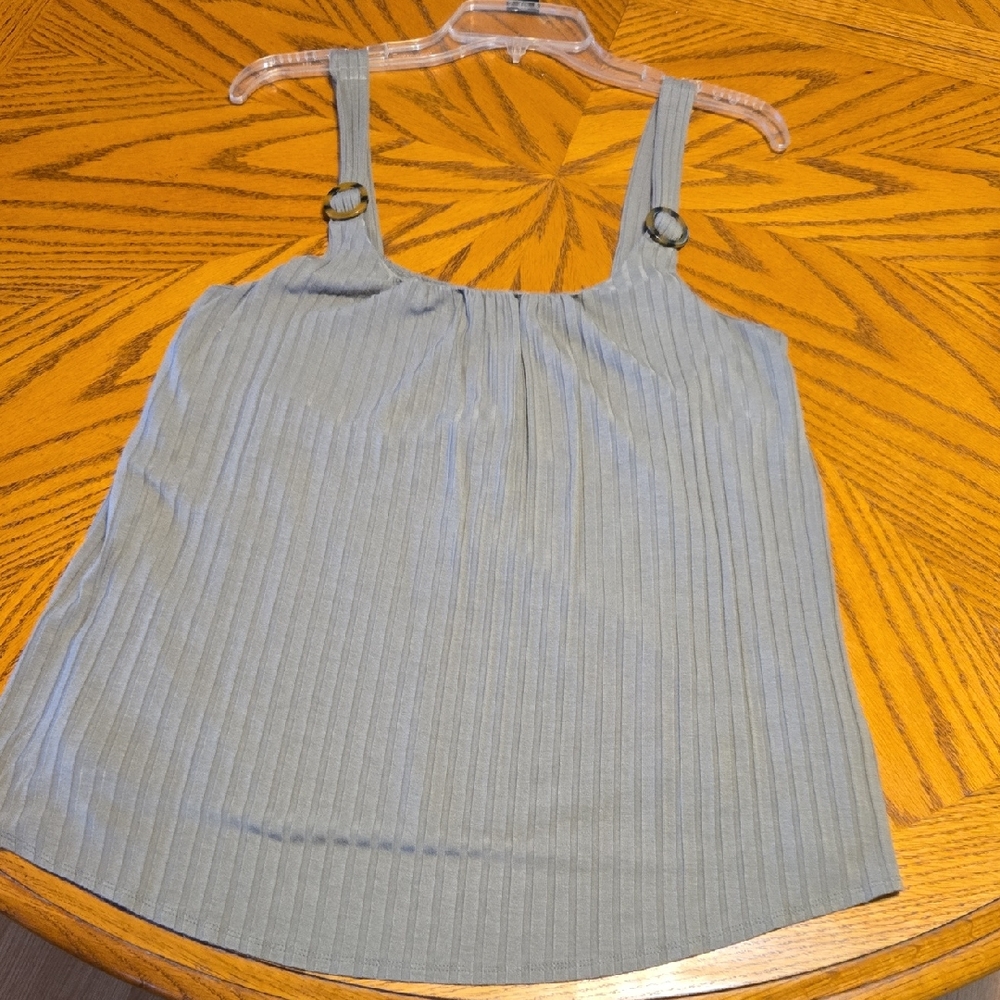 Maurices Light Gray Ribbed Tank with Buckle Detail